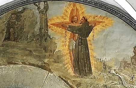 Lunetta XXII (dettaglio): Francesco riceve le stigmate dal Serafino