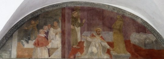 Lunetta XIII: Papa Niccolò visita la tomba di San Francesco