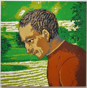 Ai Weiwei: Ritratto di Filippo Strozzi il Vecchio in LEGO, 2016 (da Bottega di Domenico Ghirlandaio, Annuncio ai pastori - dettaglio, Museo Boijmans Van Beuningen, Rotterdam)