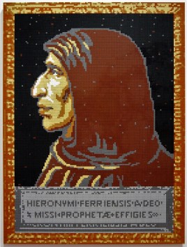 Ai Weiwei: Ritratto di Girolamo Savonarola in LEGO, 2016 (da Fra Bartolomeo, Ritratto di Savonarola, Museo di San Marco, Firenze)